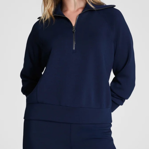 Spanx AirEssentials Half Zip Sweatshirt Navy size Small - Picture 2 of 2